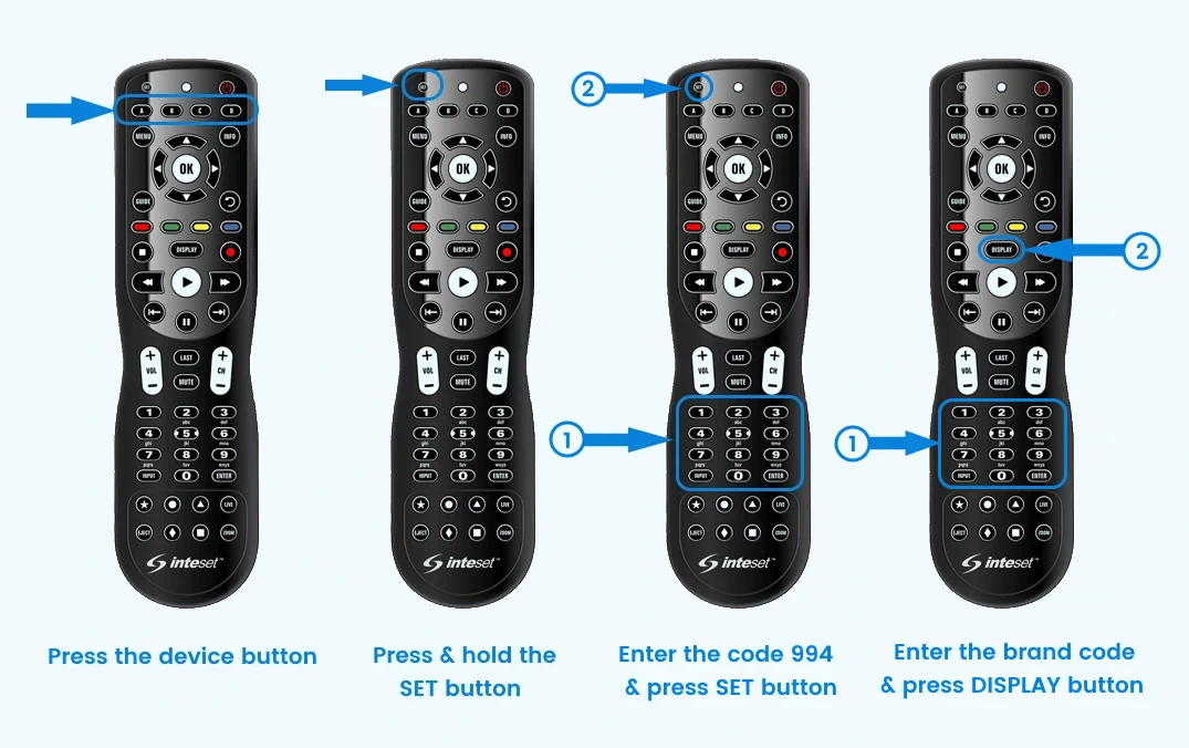 Programming Inteset remote for smart TV hub